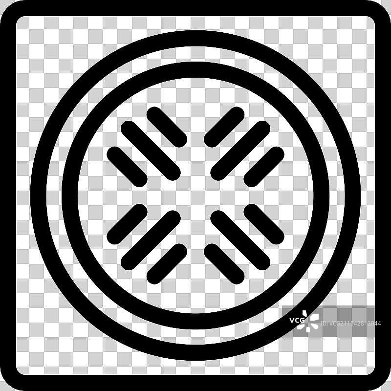 方形下水道格栅，带有圆形图案的图标图片素材