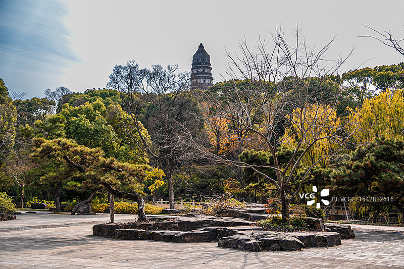 苏州 虎丘 古建筑 亭台楼阁 秋景 静谧 禅意 苏州园林 中式美学 江南图片素材