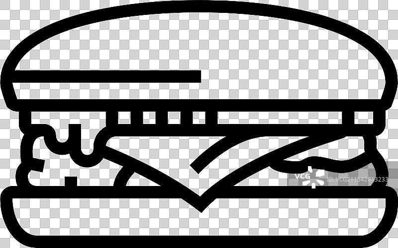 经典芝士汉堡食品线条图标图片素材