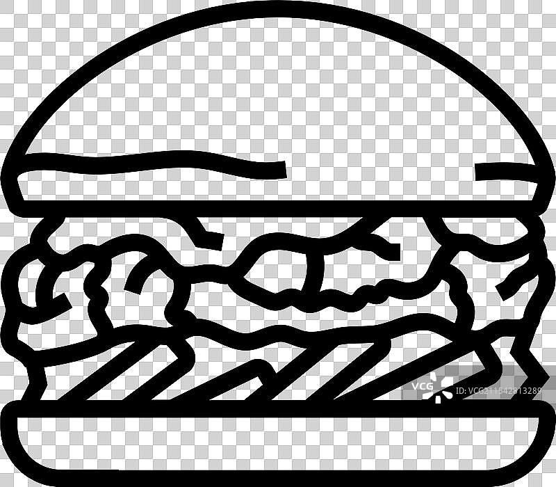 水牛鸡肉汉堡食品线条图标图片素材