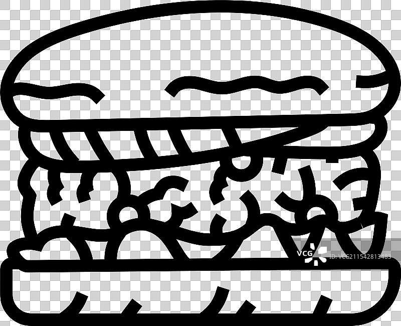 黑豆汉堡食品线条图标图片素材