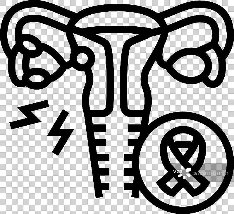 卵巢癌女性疾病线条图标图片素材