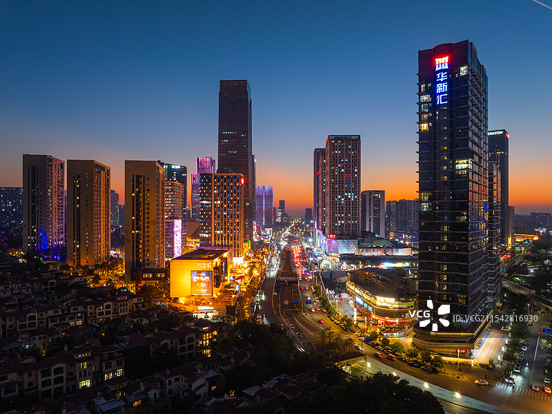 广州市番禺区万博CBD、万博商务区、长隆万博CBD城市夜景航拍图片素材
