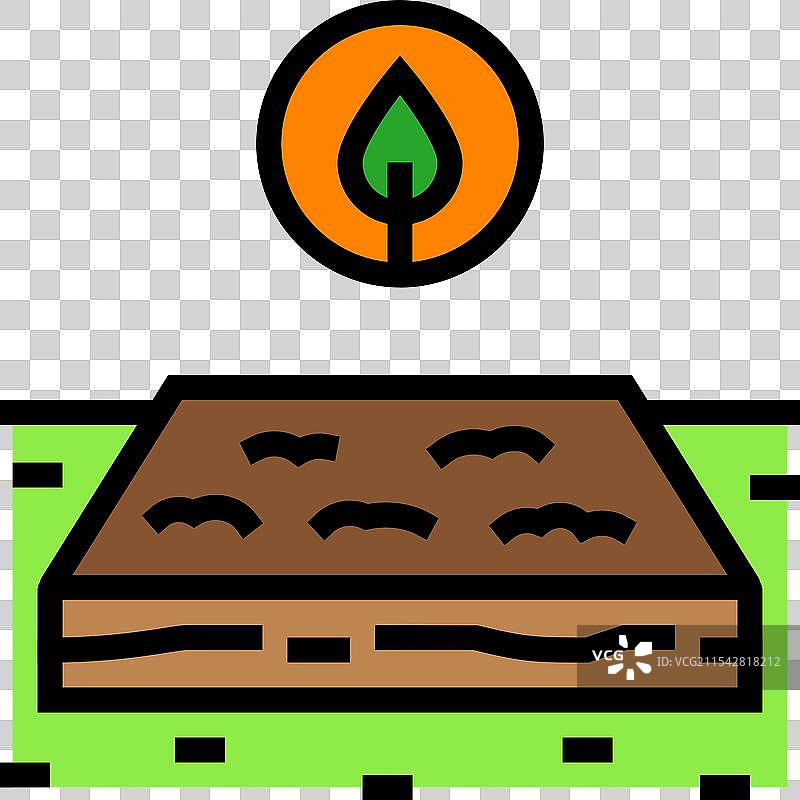 花坛准备与园艺维护的彩色图标图片素材