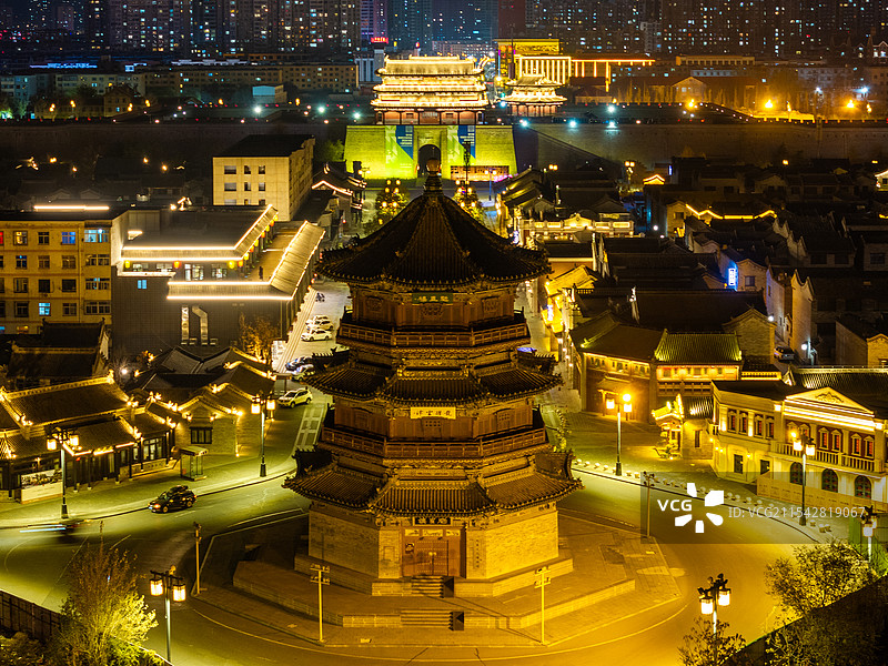 大同鼓楼夜景图片素材