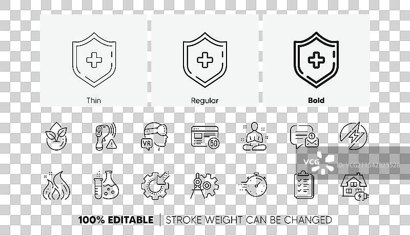 瑜伽电子温度计和计时器线条图标图片素材