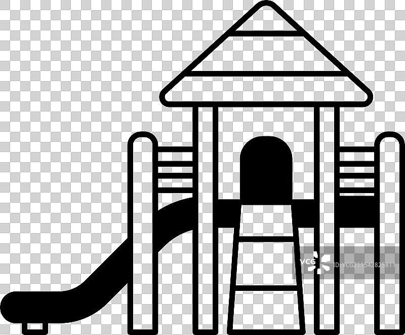 一个有滑梯的游乐场卡通画图片素材