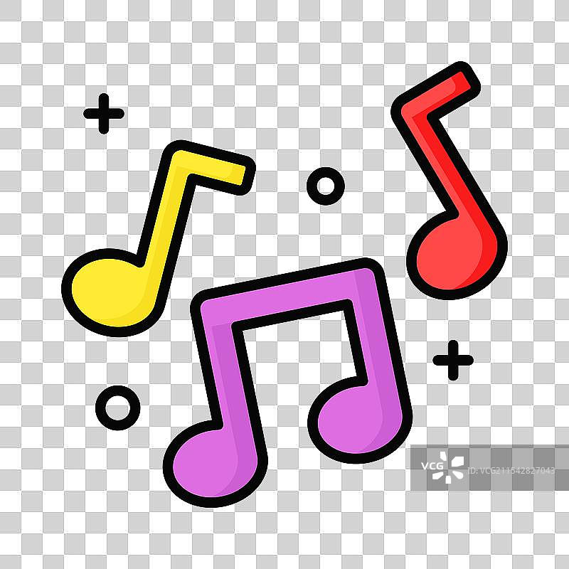 音乐音符歌曲旋律或曲调扁平图标图片素材