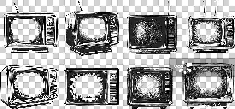 半色调复古电视复古点状纹理杂志图片素材