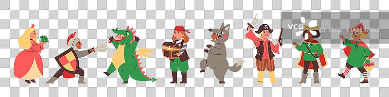 穿着戏服的孩子们参加童话剧表演图片素材