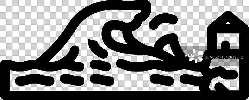 海啸波浪自然现象线条图标图片素材