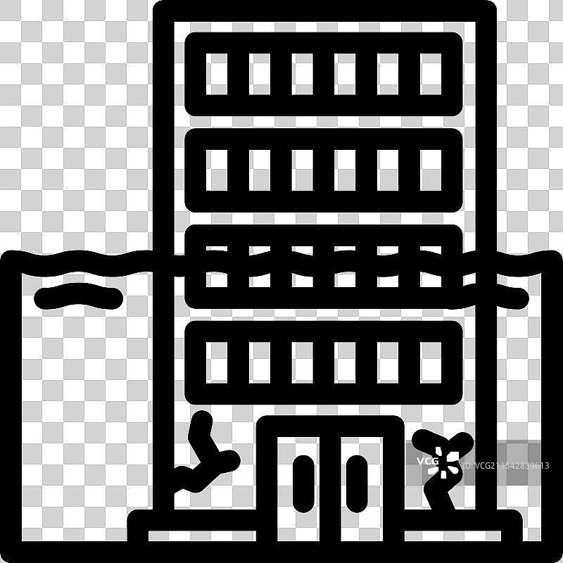 洪水自然现象线条图标图片素材