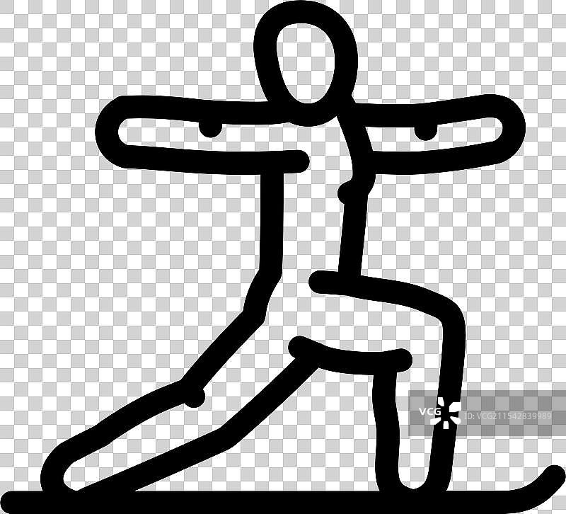 战士二式（Virabhadrasana II）瑜伽线条图标图片素材
