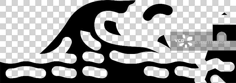 海啸波浪自然现象图标图片素材