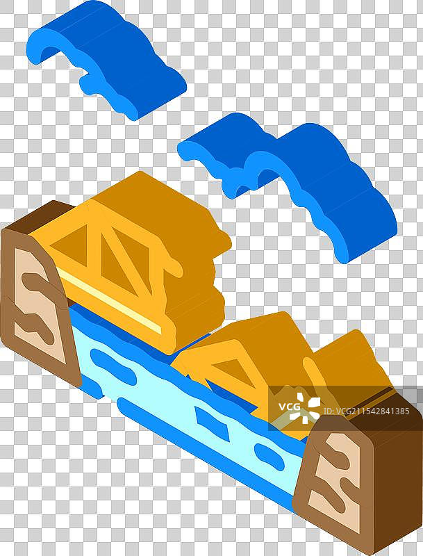 洪水桥灾难等距图标图片素材