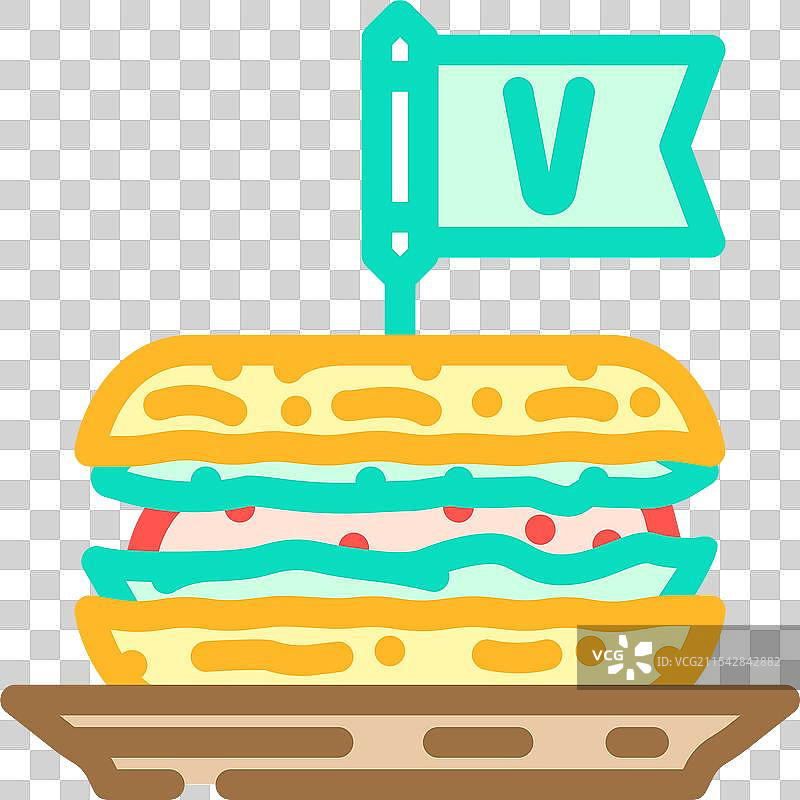 素食汉堡 纯素食品 彩色图标图片素材