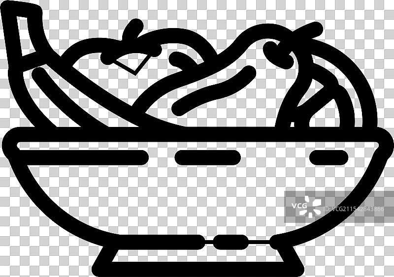 水果碗素食食品线条图标图片素材