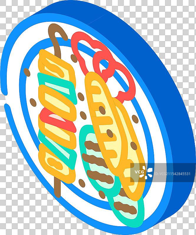 素食烤蔬菜等距图标图片素材