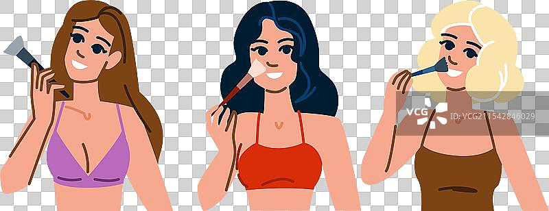 遮瑕化妆女性使用刷子图片素材