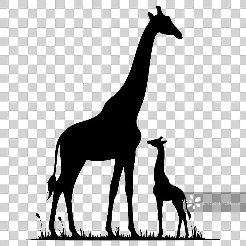 母亲和孩子的简约剪影设计图片素材