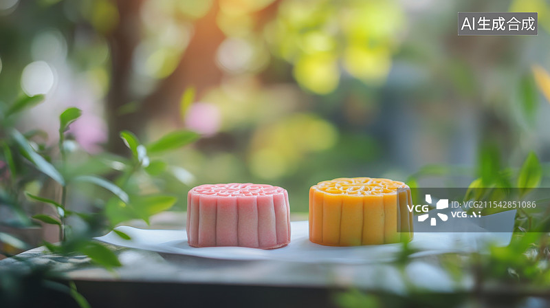 【AI数字艺术】清新美味的冰皮流心月饼图片素材