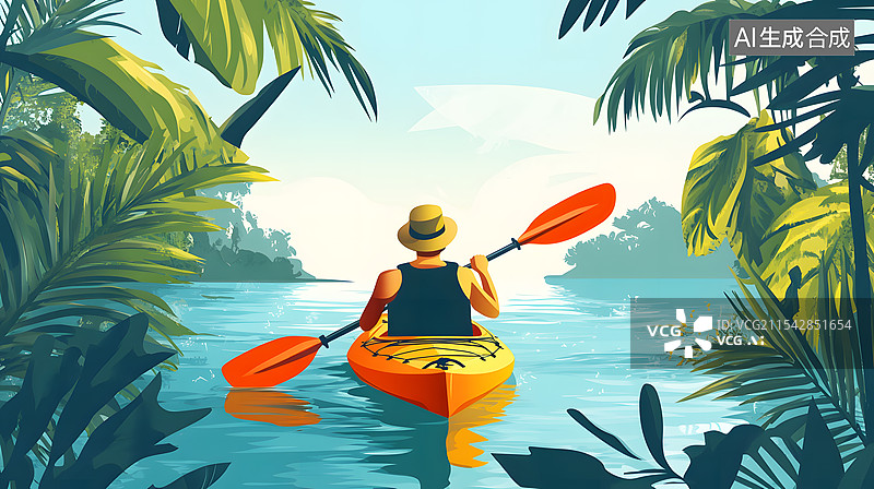 【AI数字艺术】AIGC：水上运动皮划艇插图插画图片素材