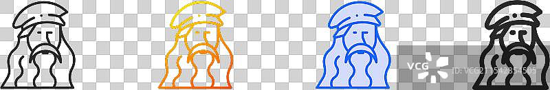 达芬奇图标，细线性渐变蓝色图片素材