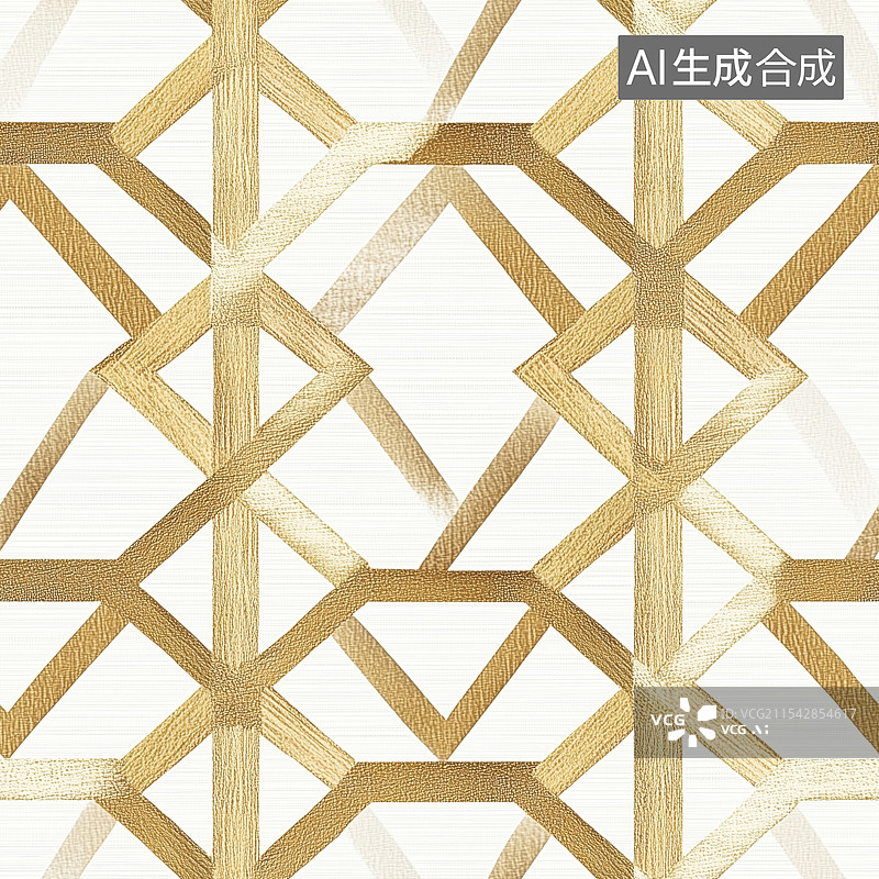 【AI数字艺术】白色金色国风刺绣几何图案四方连续循环无缝拼接背景图片素材