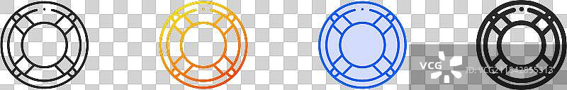 救生圈图标，细线性渐变蓝色描边图片素材
