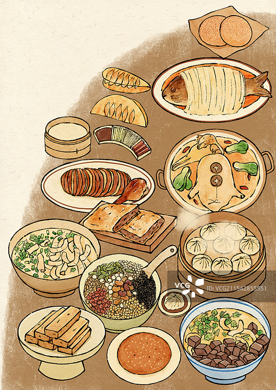 河南开封美食国风插画图片素材