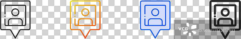 定位图标，细线性渐变蓝色描边和图片素材