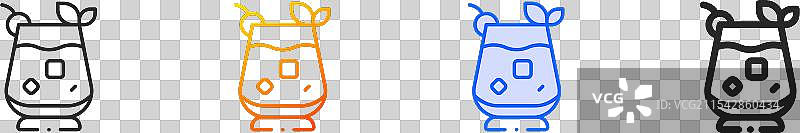 迈泰鸡尾酒图标，细线性渐变蓝色描边图片素材