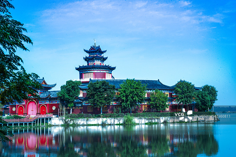 安徽阜阳颖上八里河景区南湖阁图片素材