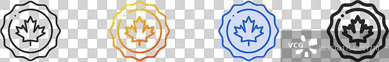 枫叶图标，细线性渐变蓝色描边图片素材