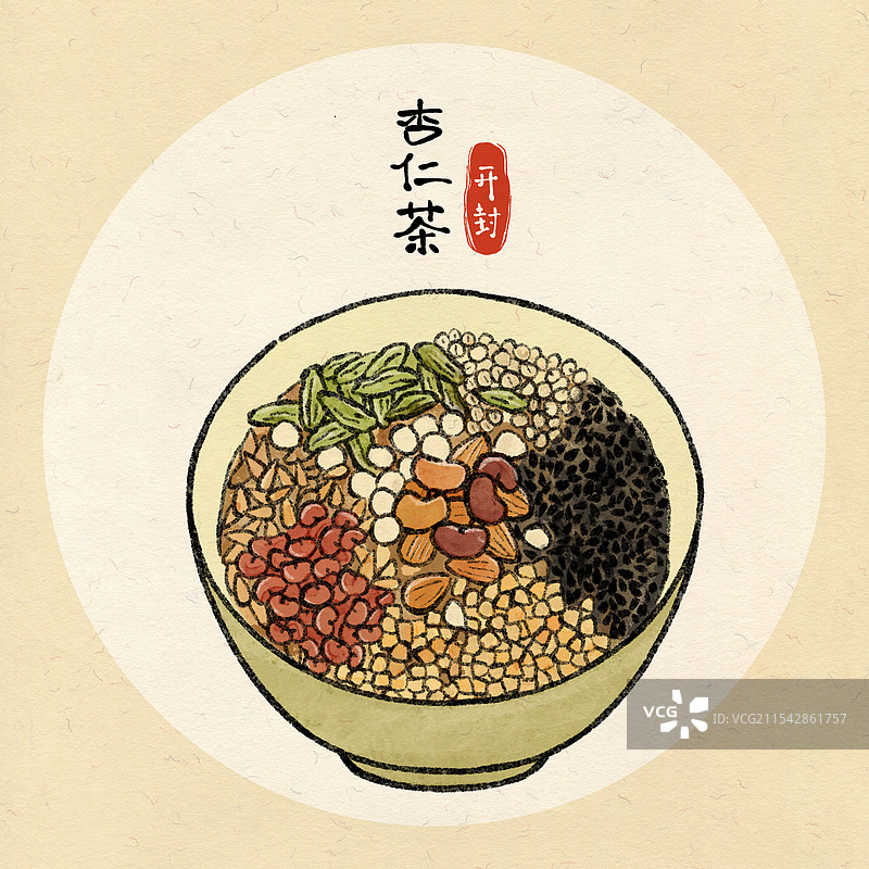 河南开封美食国风插画-杏仁茶图片素材