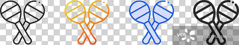 马拉卡斯图标，细线性渐变蓝色描边图片素材