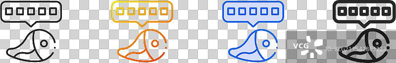 肉类图标，细线性渐变蓝色描边图片素材