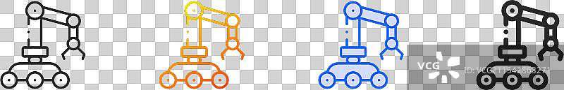 机械臂图标，细线性渐变蓝色图片素材