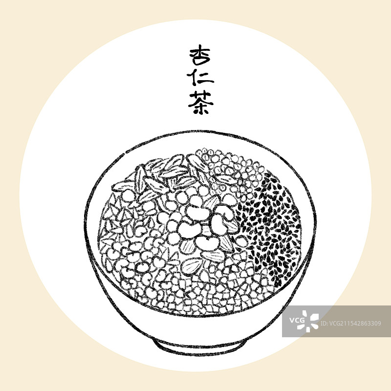 河南开封美食国风插画-杏仁茶图片素材