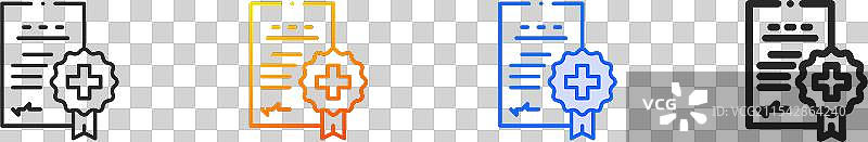 医疗证明图标，细线性渐变蓝色图片素材