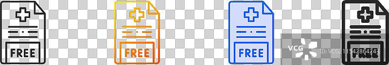 医疗文件图标，细线性渐变蓝色描边图片素材