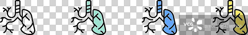 支气管图标轮廓，绿色、蓝色和黄色风格图片素材