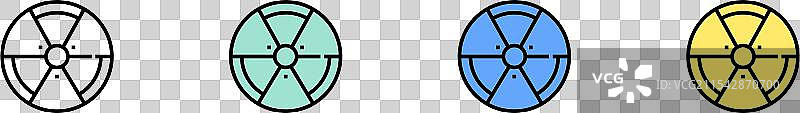 核能图标轮廓，绿色、蓝色和黄色风格图片素材