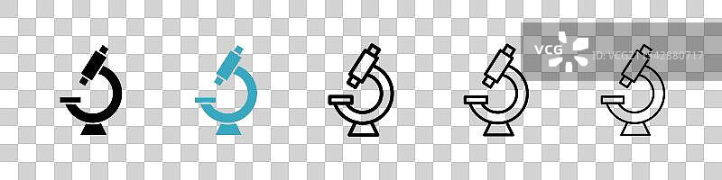 显微镜矢量图标集图片素材