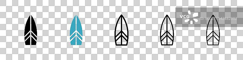 冲浪板矢量图标集图片素材