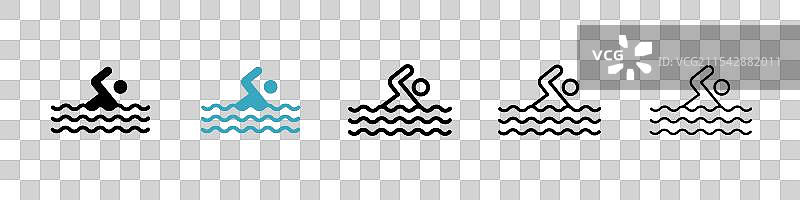 游泳矢量图标集图片素材