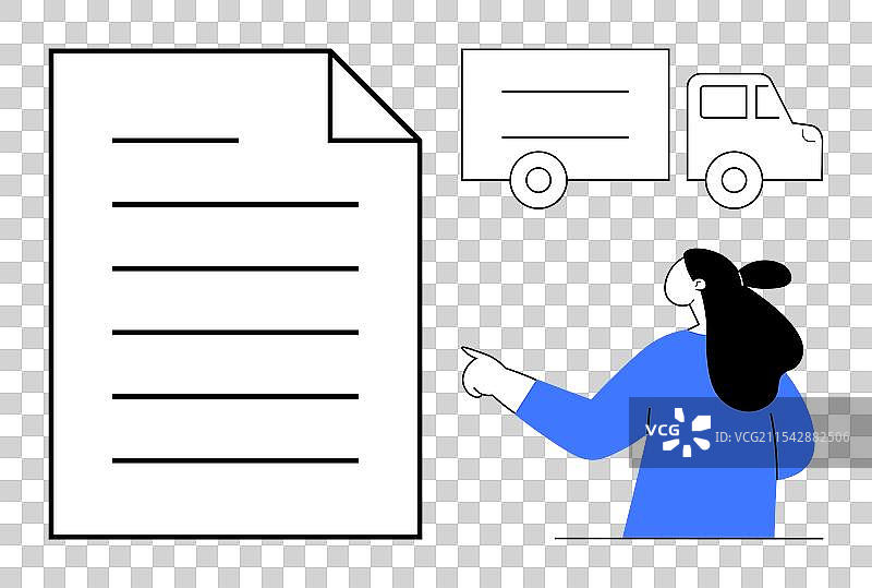 指着文件和送货卡车的人图片素材