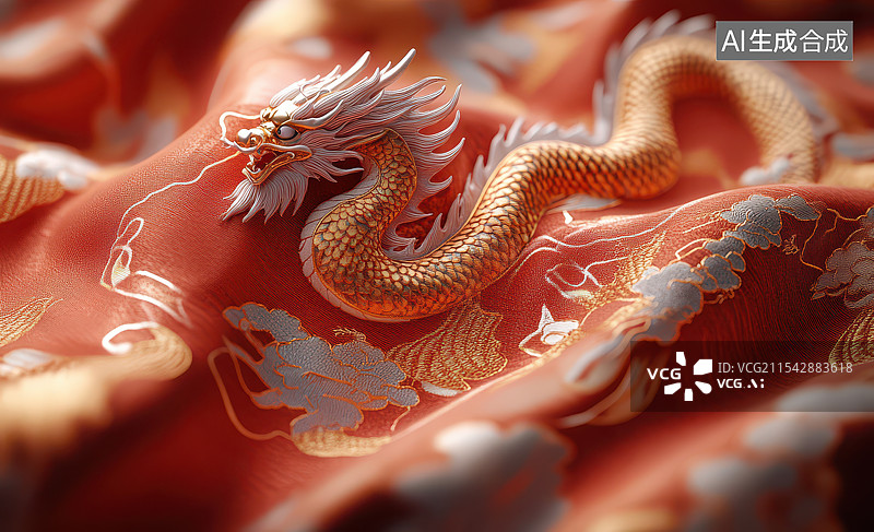 【AI数字艺术】结婚红色喜庆龙袍图片素材