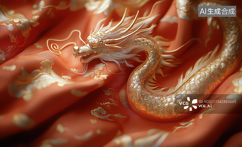 【AI数字艺术】结婚红色喜庆龙袍图片素材