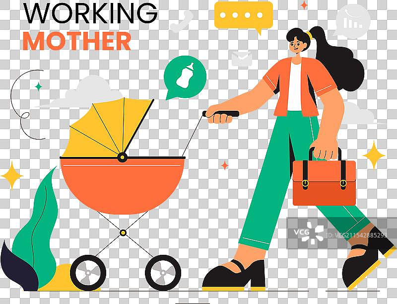 忙碌的母亲，展现一位忙于 juggling 的母亲图片素材